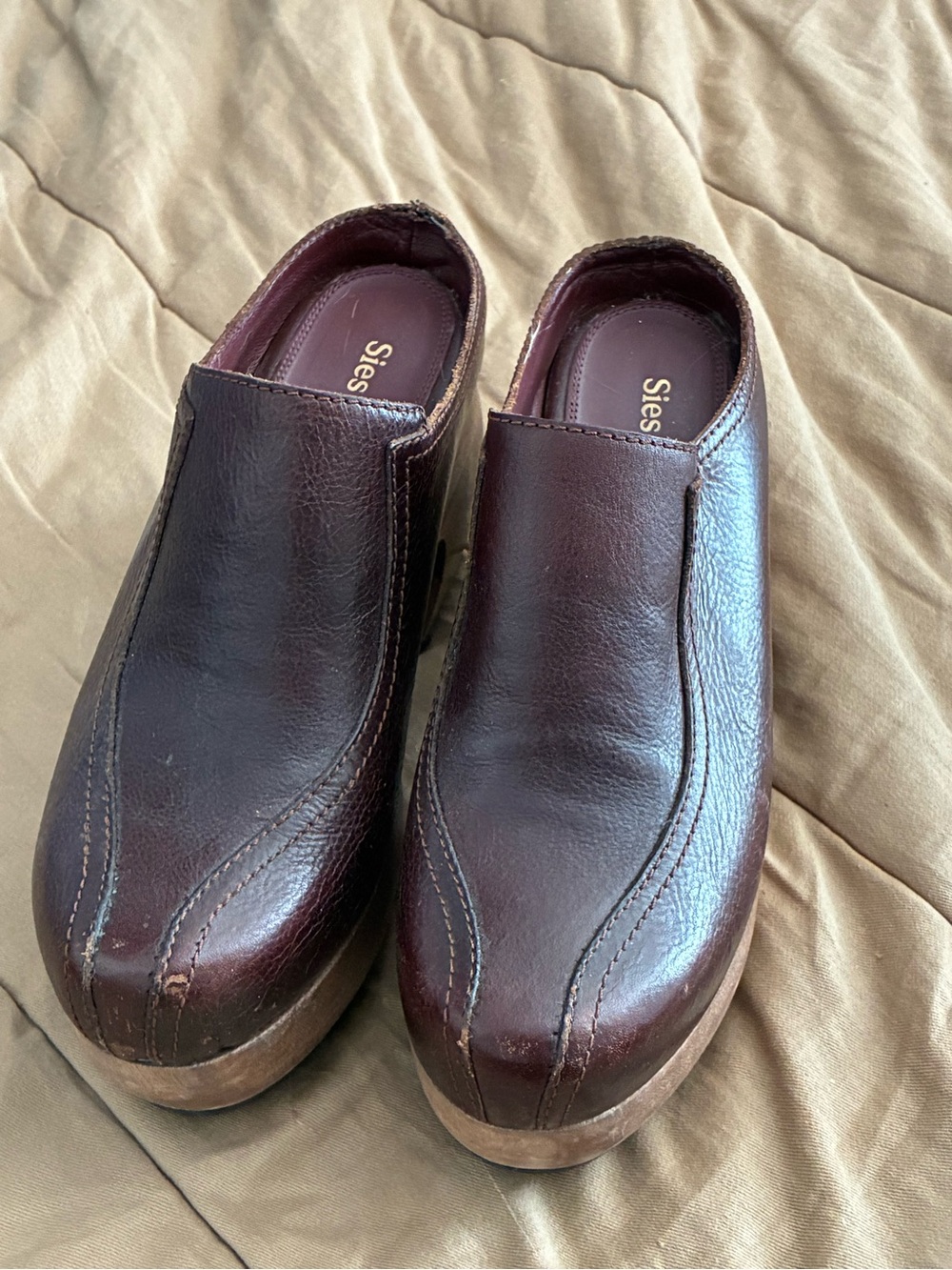 Sies Marjan Burgundy Leather Slip-On Mules